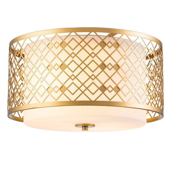 Ziggy Medium Flush in Gold with White Opal Glass Diffuser