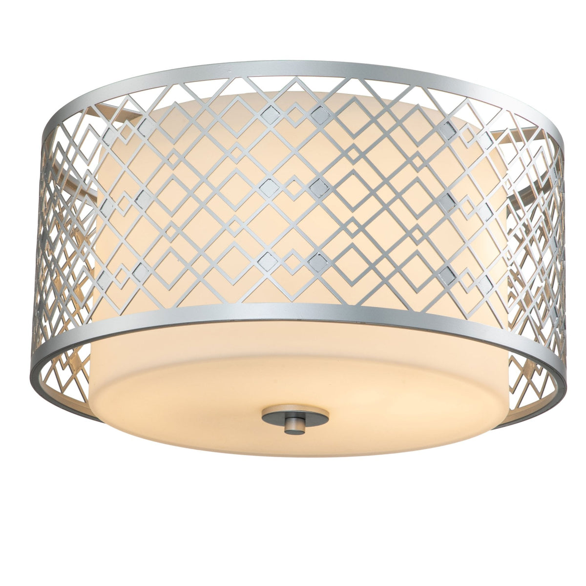 Ziggy Medium Flush in Silver with White Opal Glass Diffuser