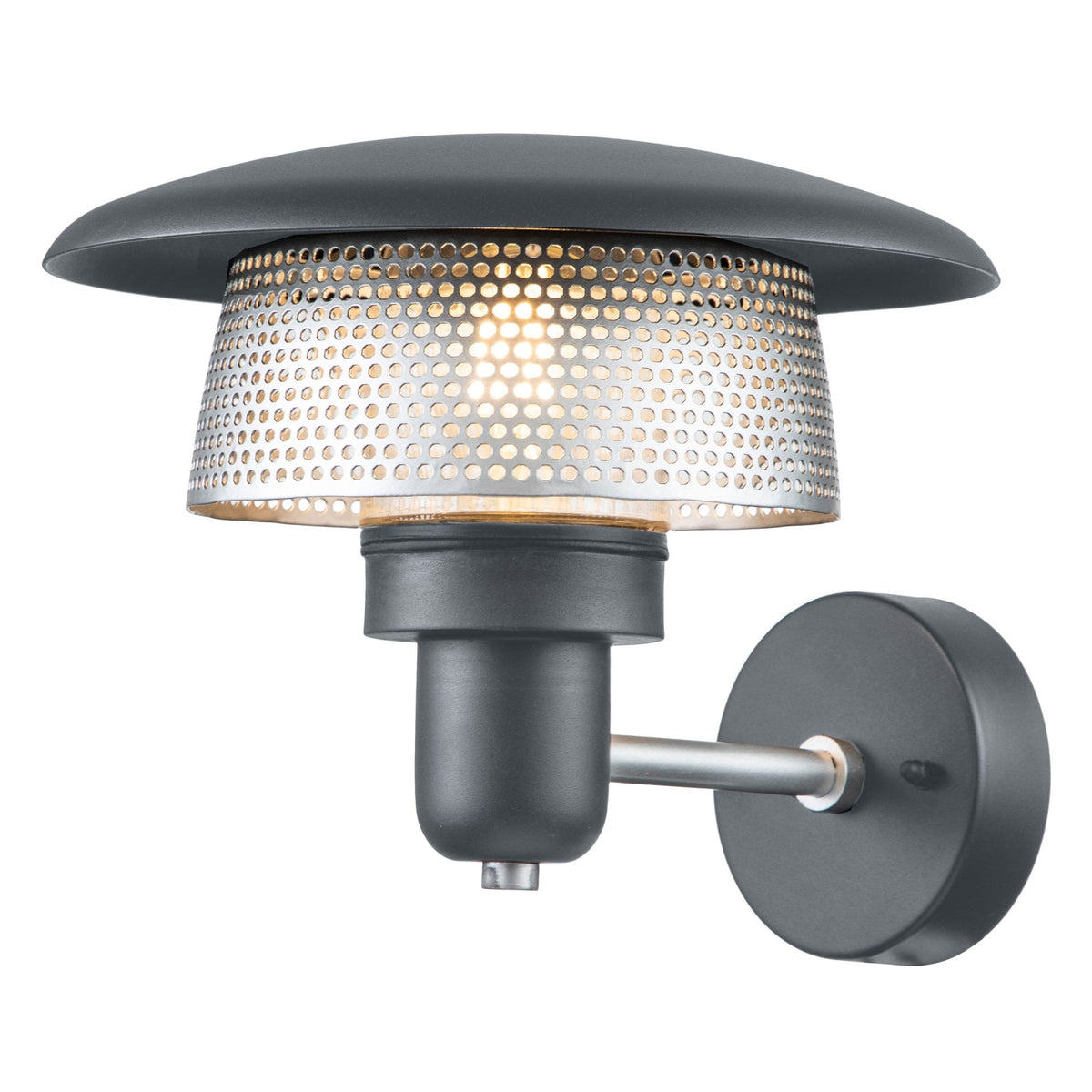Saturne Coastal IP44 Exterior Wall Light in Grey with Silver Mesh Diffuser