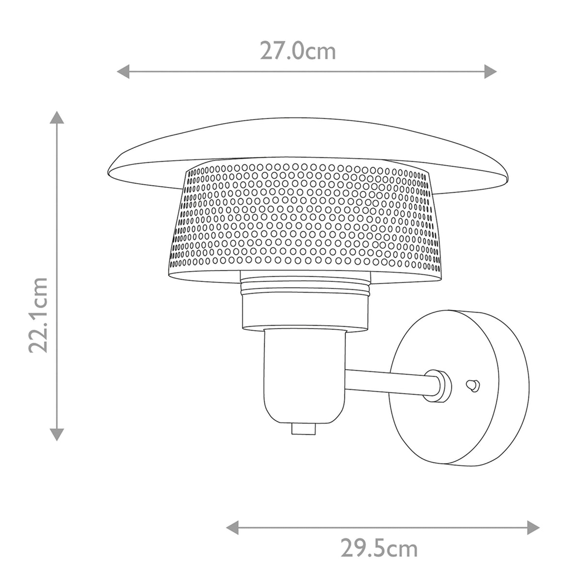 Saturne Coastal IP44 Exterior Wall Light in Grey with Silver Mesh Diffuser