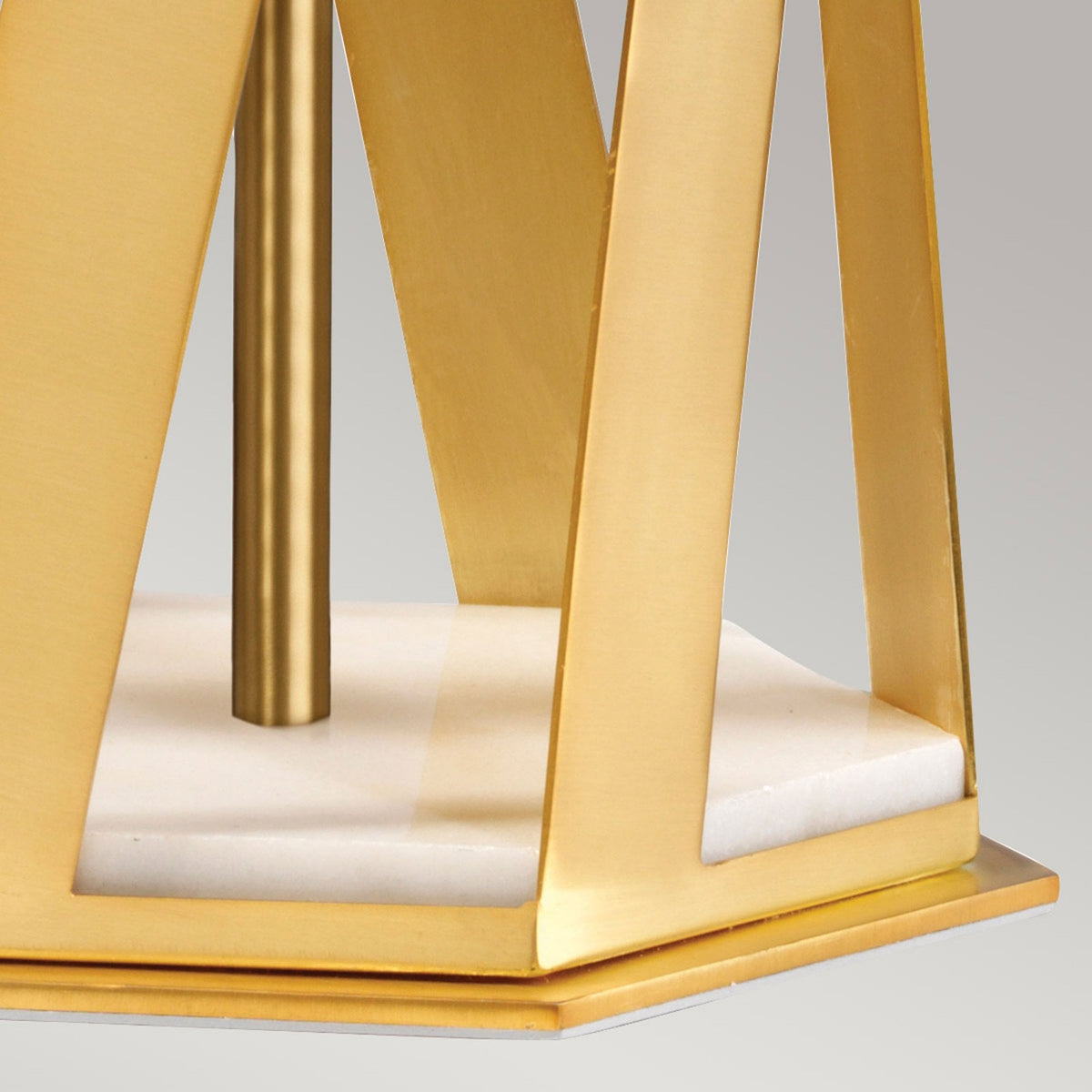 Apollo Table Lamp in Brushed Brass with White Faux Silk Cylinder Shade