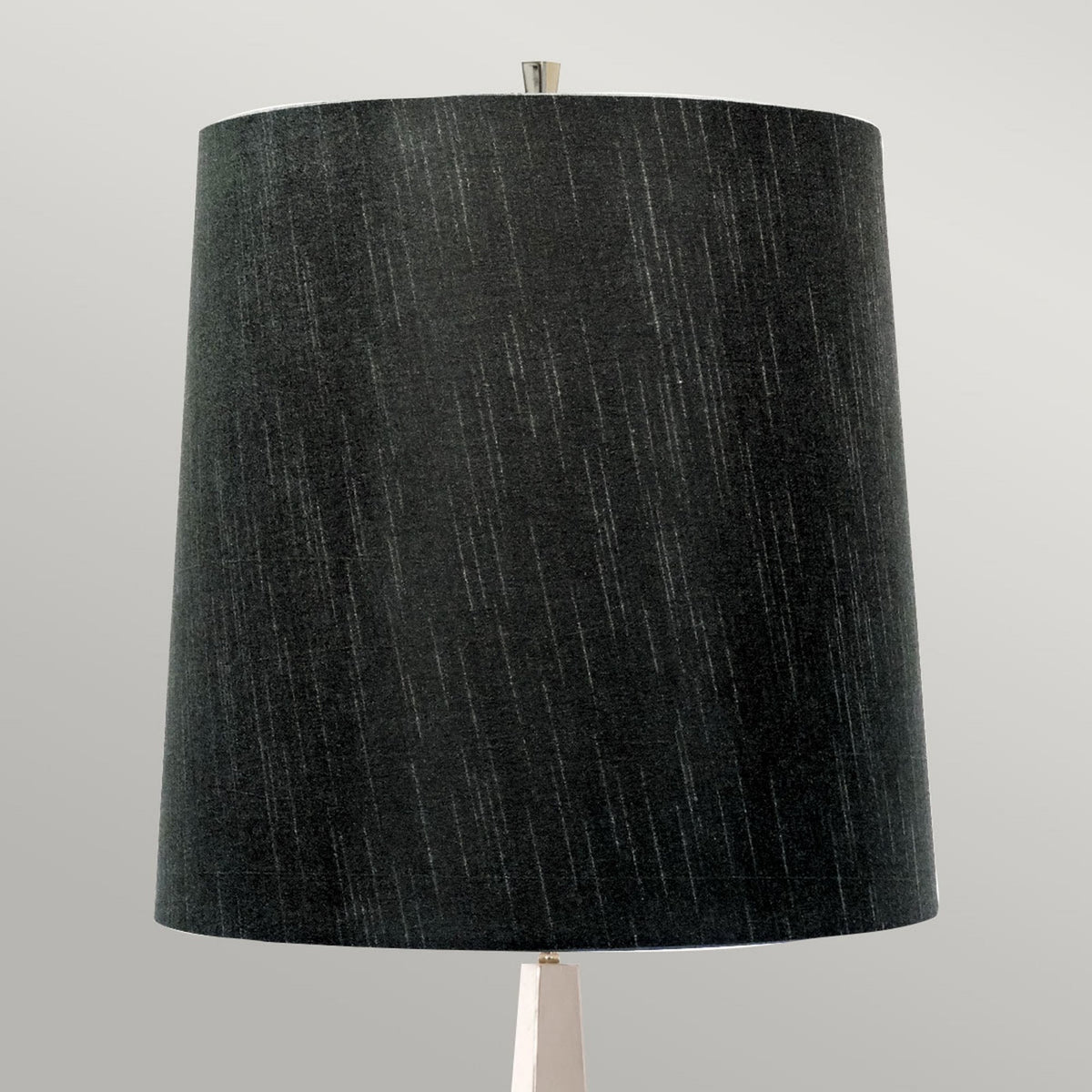 Ascent Floor Lamp in Polished Nickel with Black Faux Silk Hard Backed Shade