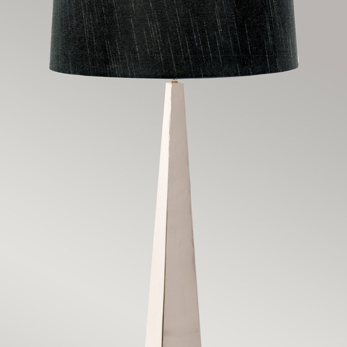 Ascent Floor Lamp in Polished Nickel with Black Faux Silk Hard Backed Shade