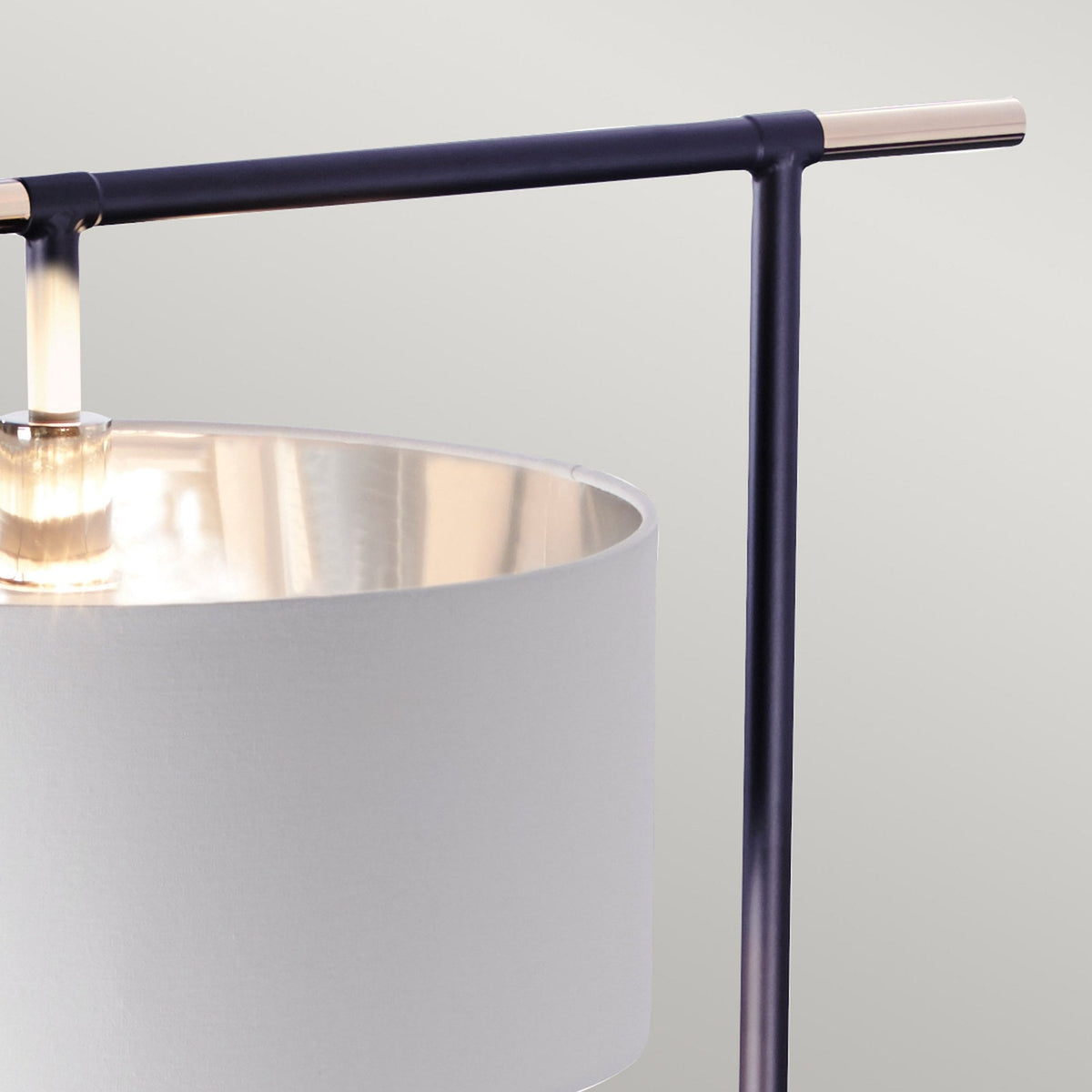 Balance Floor Lamp in Black and Polished Nickel with White Shade