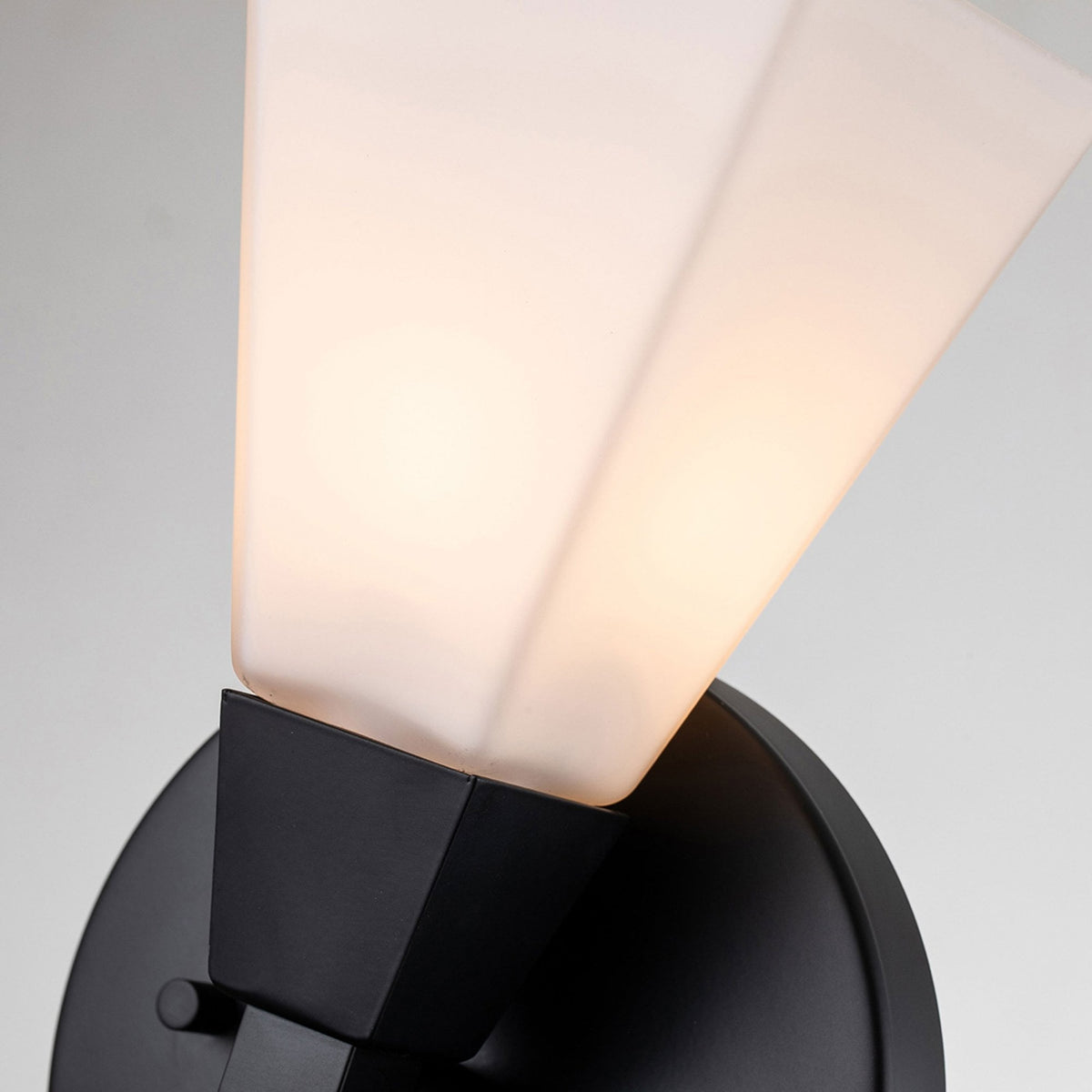Bowtie Single IP44 Wall Light in Matt Black with White Glass Diffuser