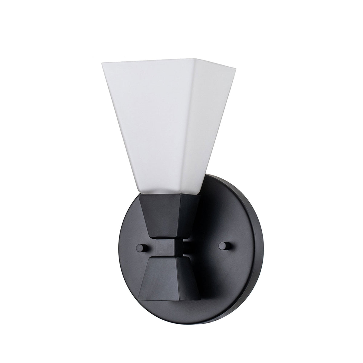 Bowtie Single IP44 Wall Light in Matt Black with White Glass Diffuser