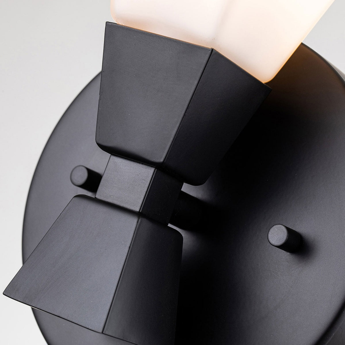 Bowtie Single IP44 Wall Light in Matt Black with White Glass Diffuser