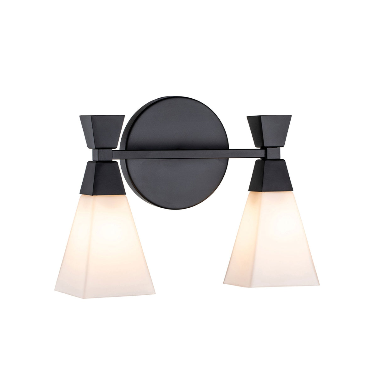 Bowtie Twin IP44 Wall Light in Matt Black with White Glass Diffusers