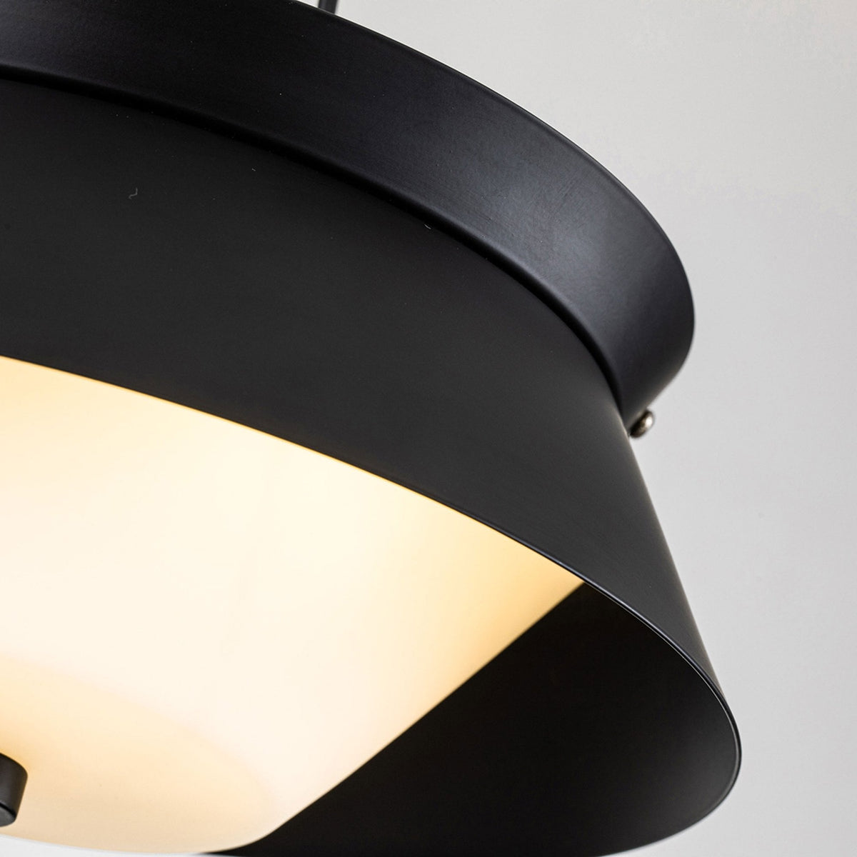 Bowtie IP44 Flush Ceiling Light in Matt Black with White Glass Diffuser