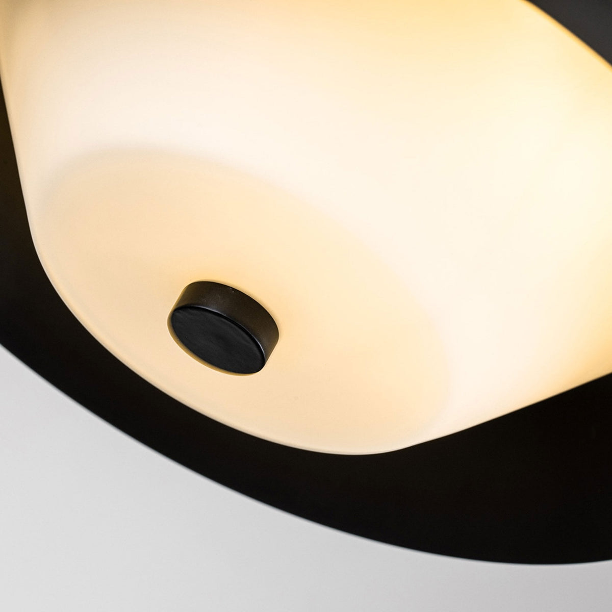 Bowtie IP44 Flush Ceiling Light in Matt Black with White Glass Diffuser