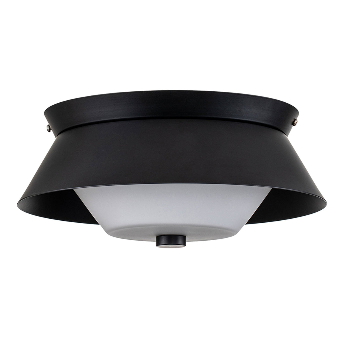 Bowtie IP44 Flush Ceiling Light in Matt Black with White Glass Diffuser