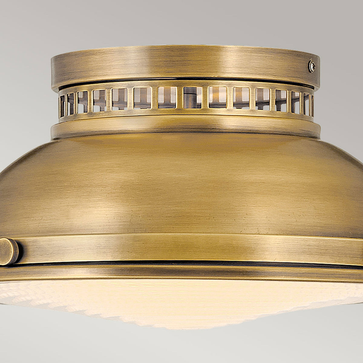 Amelia Flush Ceiling Light in Heritage Brass with Glass Diffuser