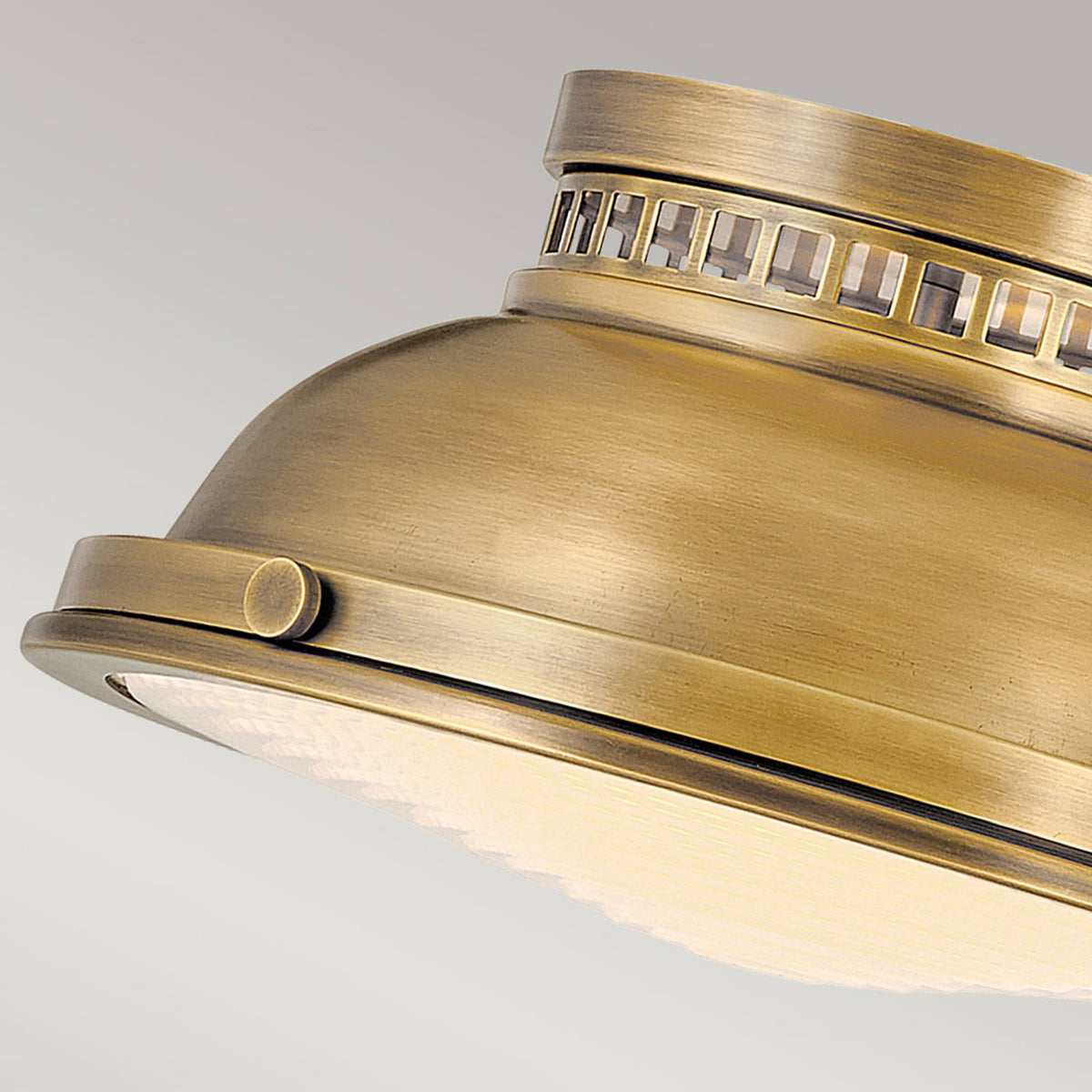 Amelia Flush Ceiling Light in Heritage Brass with Glass Diffuser