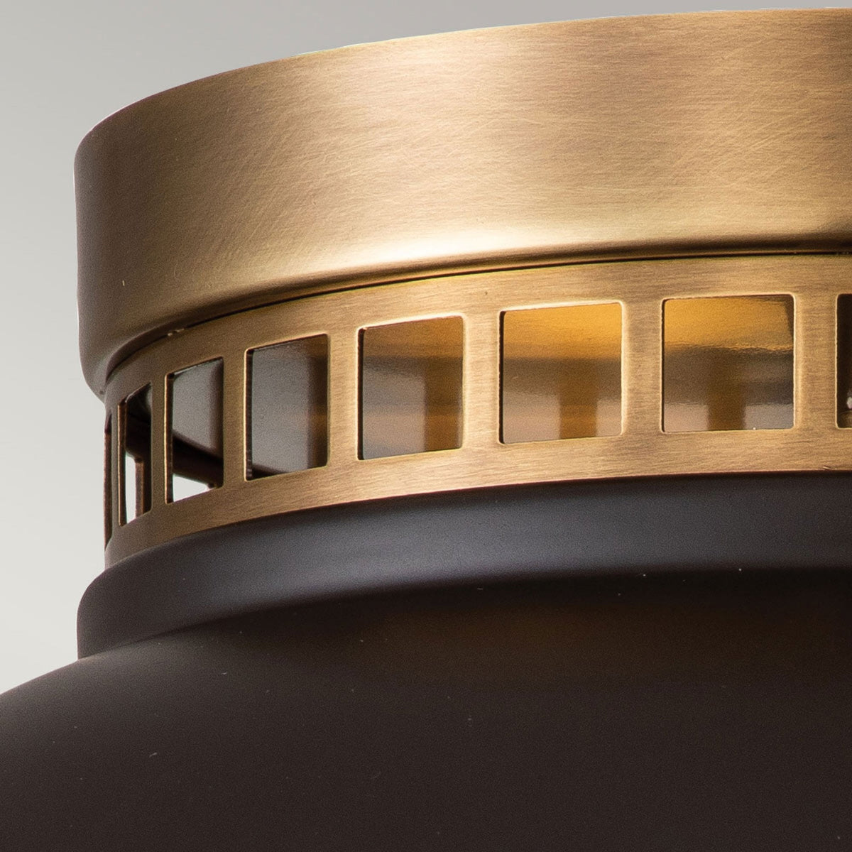 Amelia Flush Ceiling Light in Buckeye Bronze and Restoration Bronze with Glass Diffuser