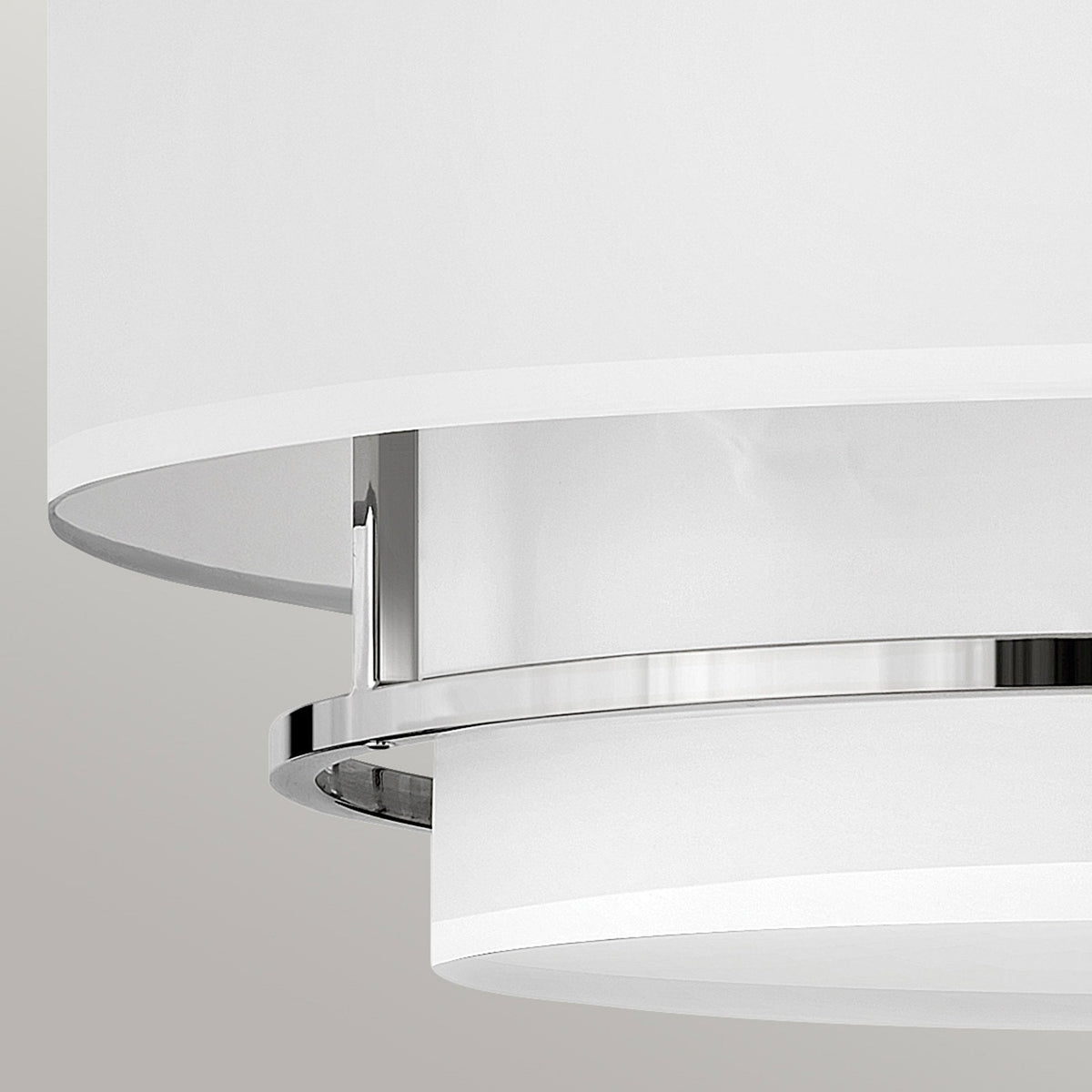 Graham Large Duo Mount Semi Flush or Pendant in Polished Nickel with Off White Shades