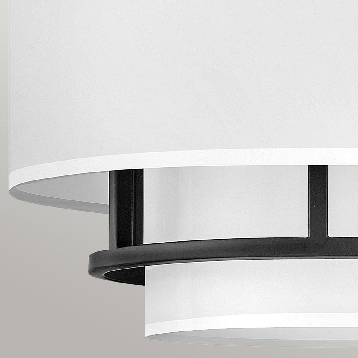 Graham Medium Duo Mount Semi Flush or Pendant in Black with Off White Shades