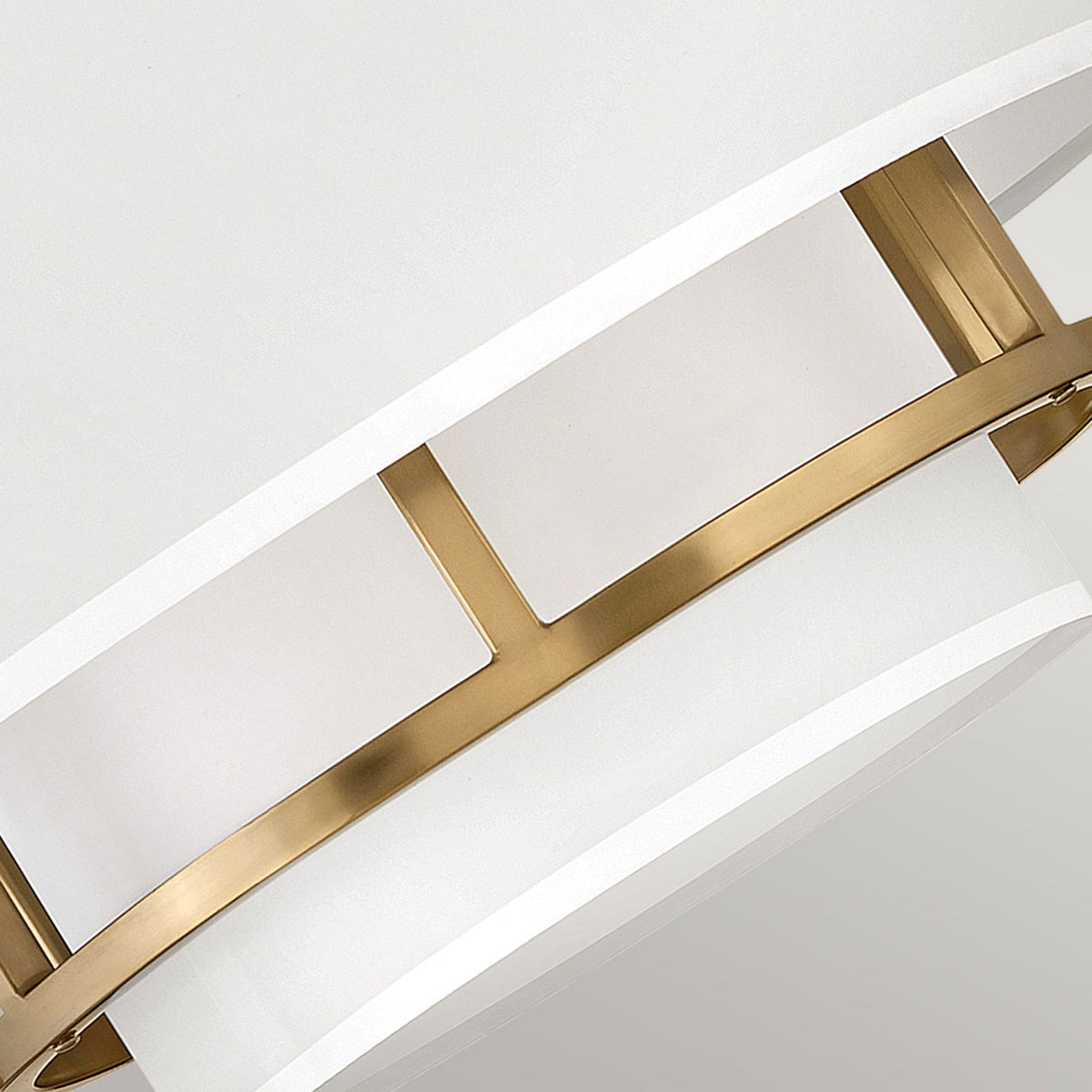 Graham Medium Duo Mount Semi Flush or Pendant in Lacquered Brass with Off White Shades