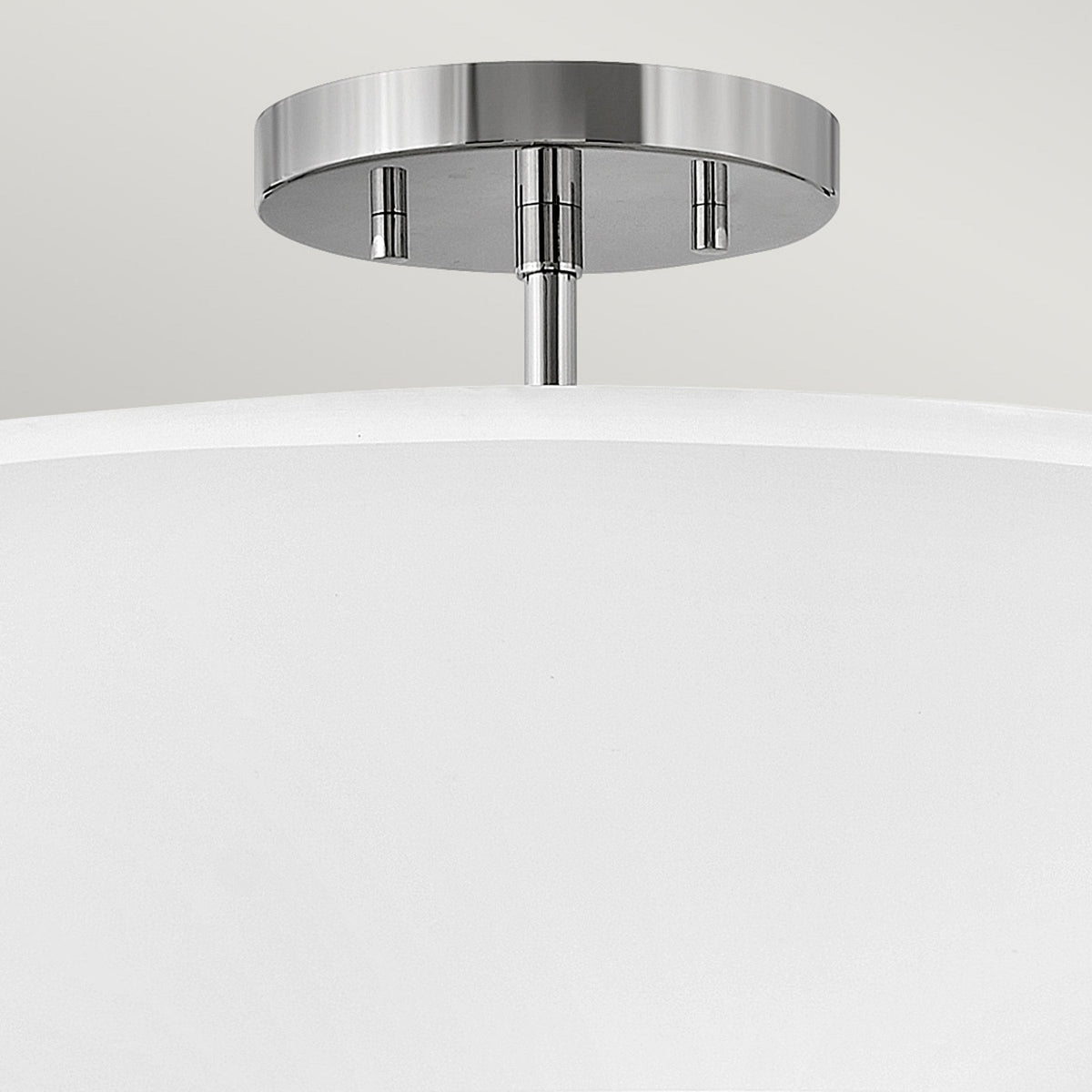 Graham Medium Duo Mount Semi Flush or Pendant in Polished Nickel with Off White Shades