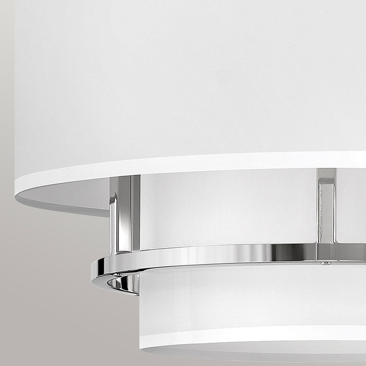 Graham Medium Duo Mount Semi Flush or Pendant in Polished Nickel with Off White Shades