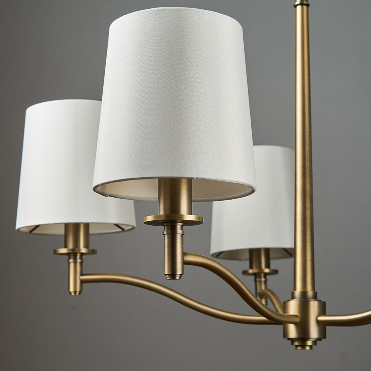 Ortona 5 Arm Pendant in Matt Antique Brass and White Shades
