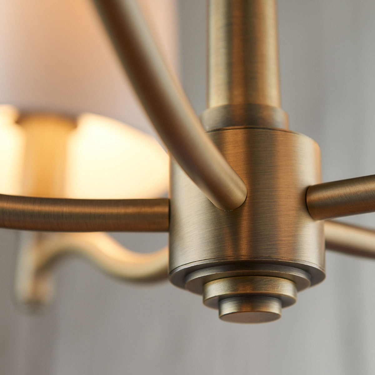 Ortona 5 Arm Pendant in Matt Antique Brass and White Shades