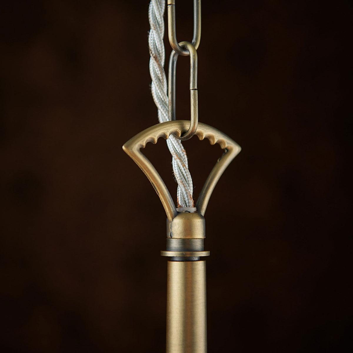 Ortona 5 Arm Pendant in Matt Antique Brass and White Shades