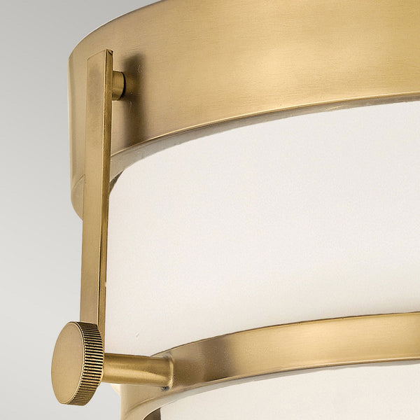 Harper Flush Ceiling Light in Heritage Brass with White Opal Etched Glass Diffuser
