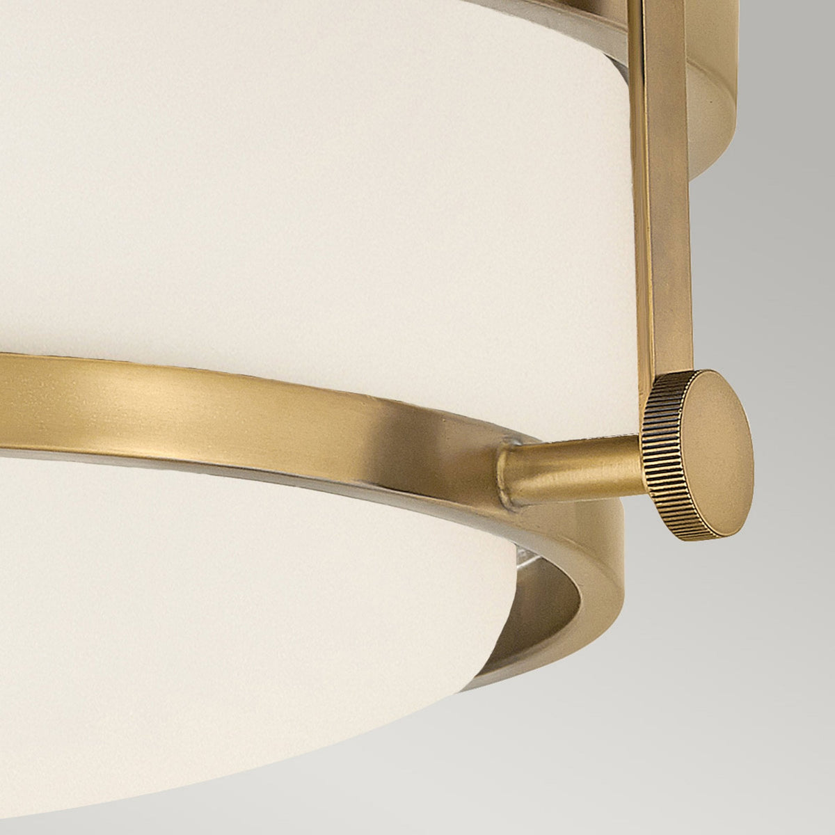 Harper Flush Ceiling Light in Heritage Brass with White Opal Etched Glass Diffuser
