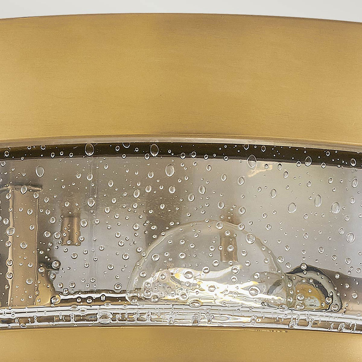 Harper Flush Ceiling Light in Heritage Brass with Clear Seeded Glass Diffuser