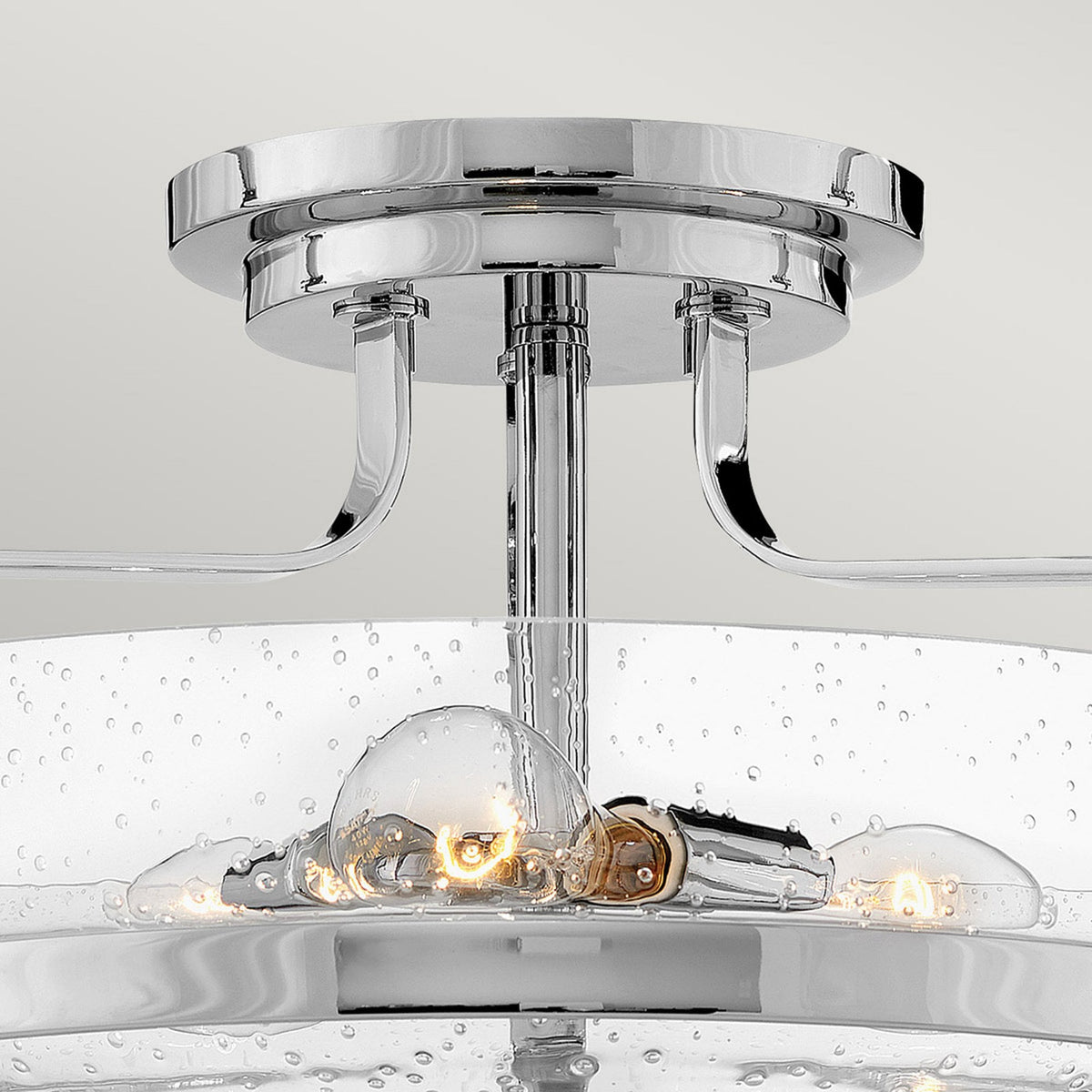 Harper Medium Semi Flush Light in Polished Chrome with Clear Seeded Glass Diffuser
