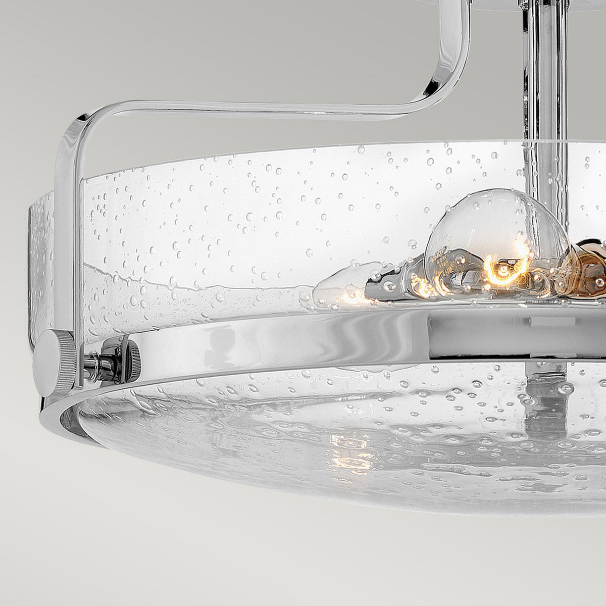Harper Medium Semi Flush Light in Polished Chrome with Clear Seeded Glass Diffuser