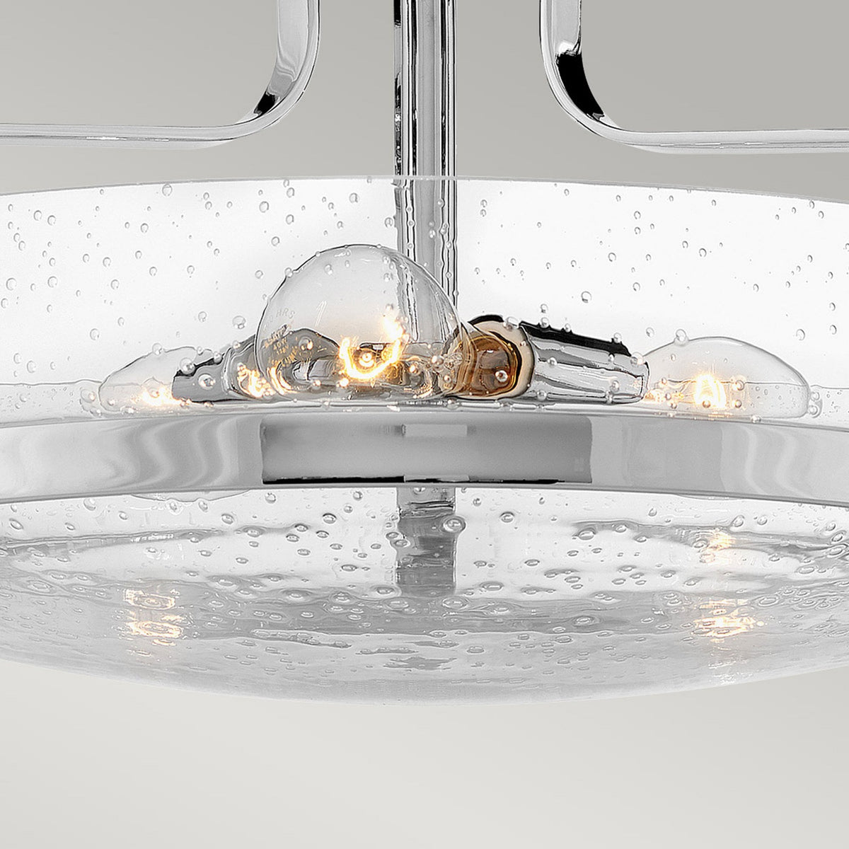 Harper Medium Semi Flush Light in Polished Chrome with Clear Seeded Glass Diffuser