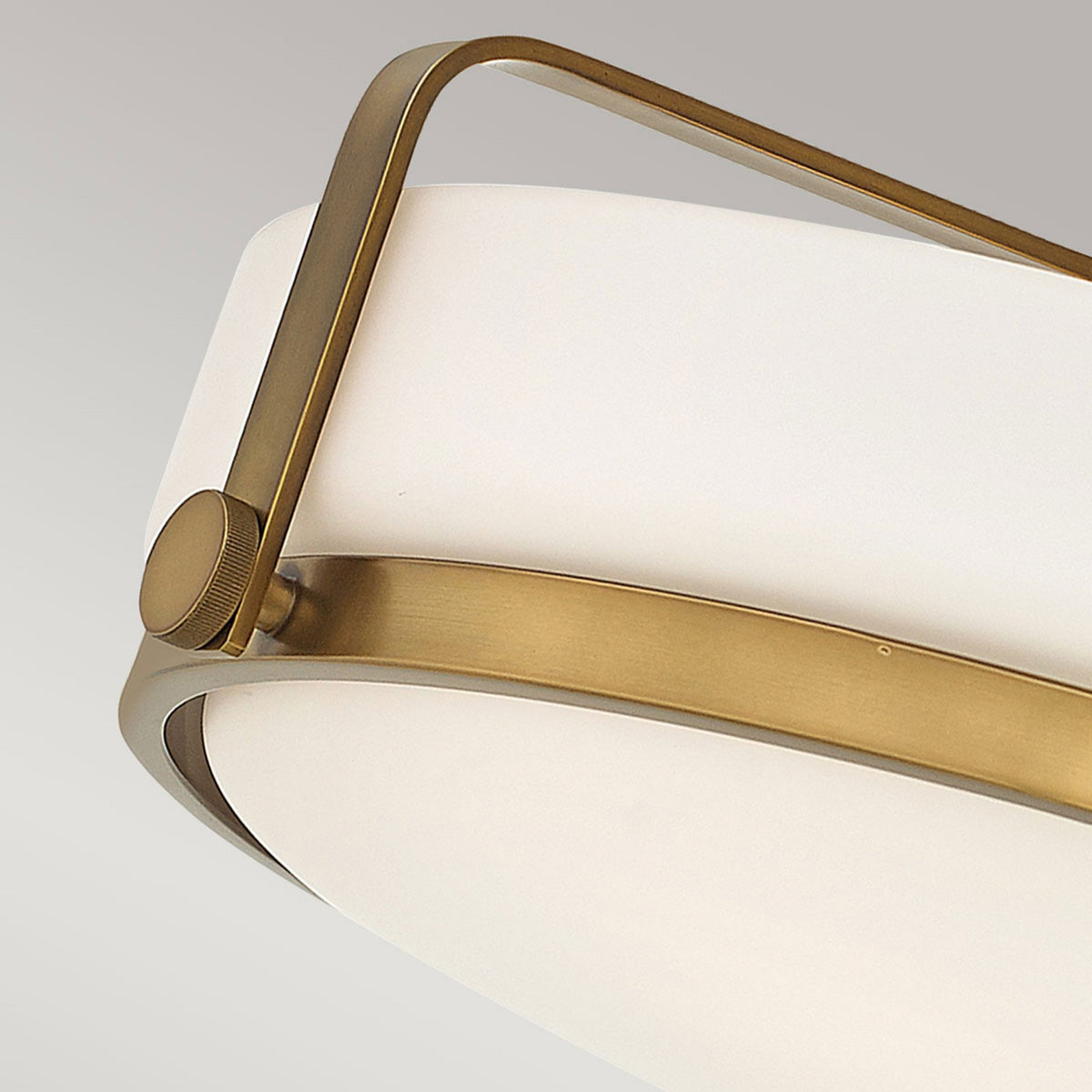 Harper Medium Semi Flush Light in Heritage Brass with White Opal Glass Diffuser