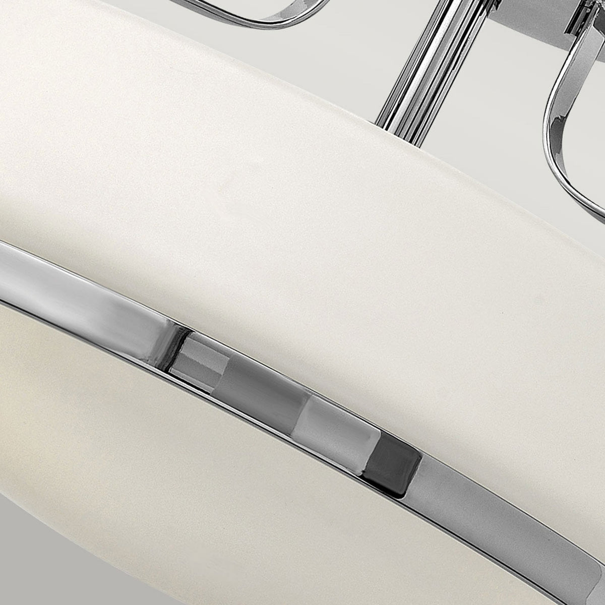 Harper Small Semi Flush Light in Polished Chrome with White Opal Glass Diffuser