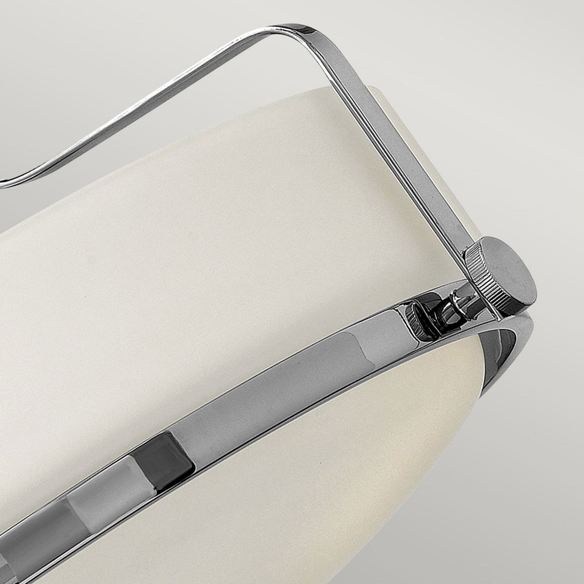 Harper Small Semi Flush Light in Polished Chrome with White Opal Glass Diffuser