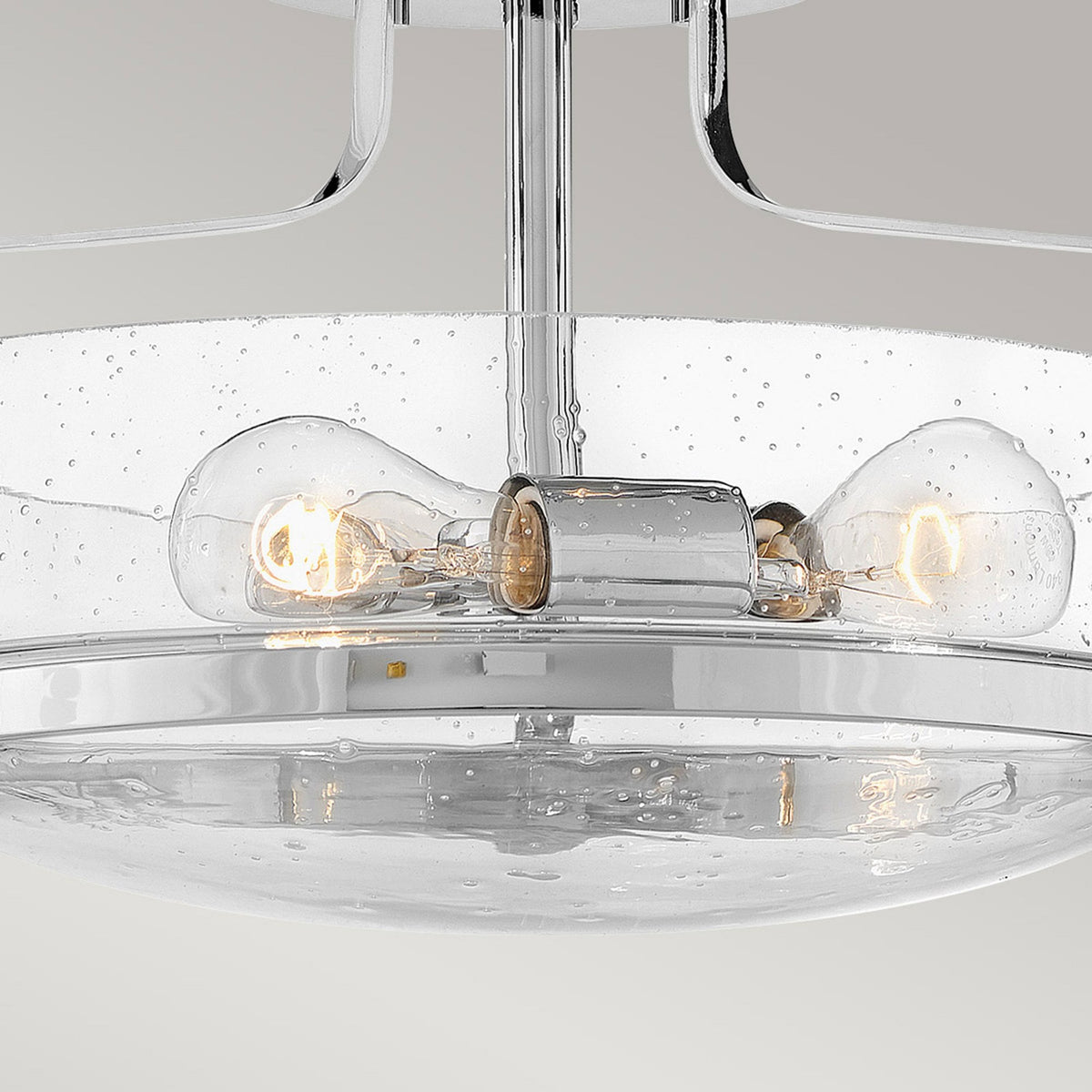 Harper Small Semi Flush Light in Polished Chrome with Clear Seeded Glass Diffuser