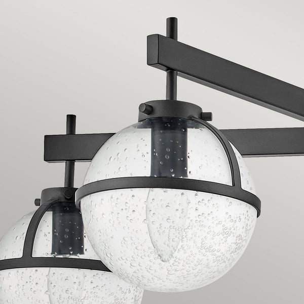 Hollis IP44 Five Arm Ceiling Light in Black with Clear Seeded Glass