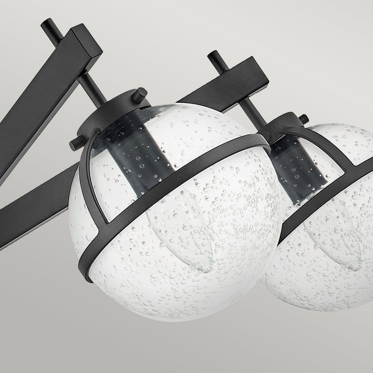 Hollis IP44 Five Arm Ceiling Light in Black with Clear Seeded Glass