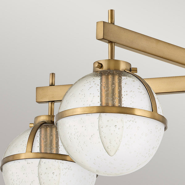 Hollis IP44 Five Arm Ceiling Light in Heritage Brass with Clear Seeded Glass