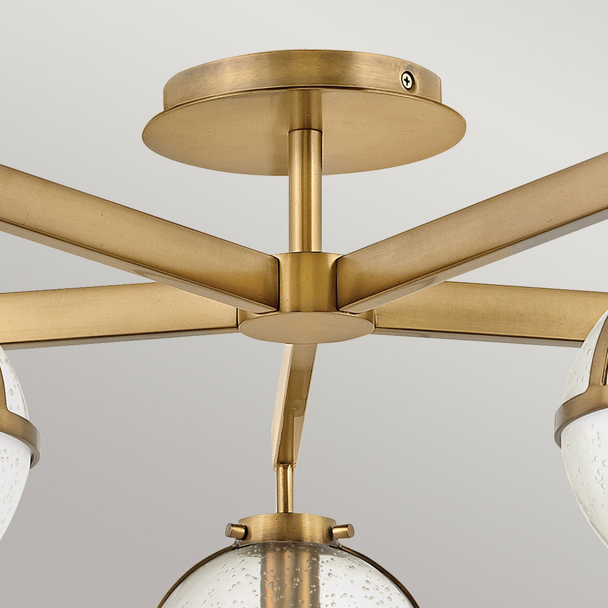 Hollis IP44 Five Arm Ceiling Light in Heritage Brass with Clear Seeded Glass