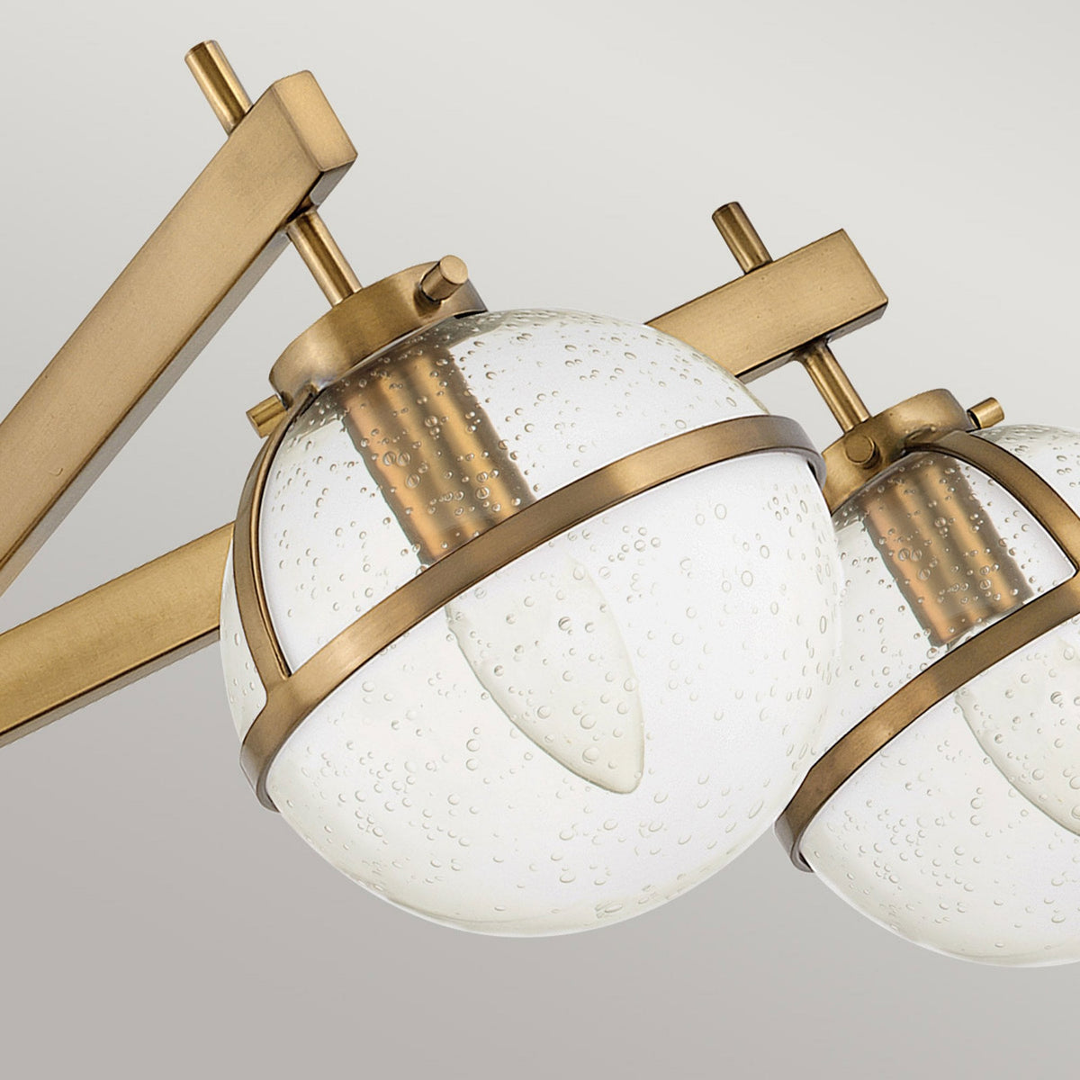 Hollis IP44 Five Arm Ceiling Light in Heritage Brass with Clear Seeded Glass