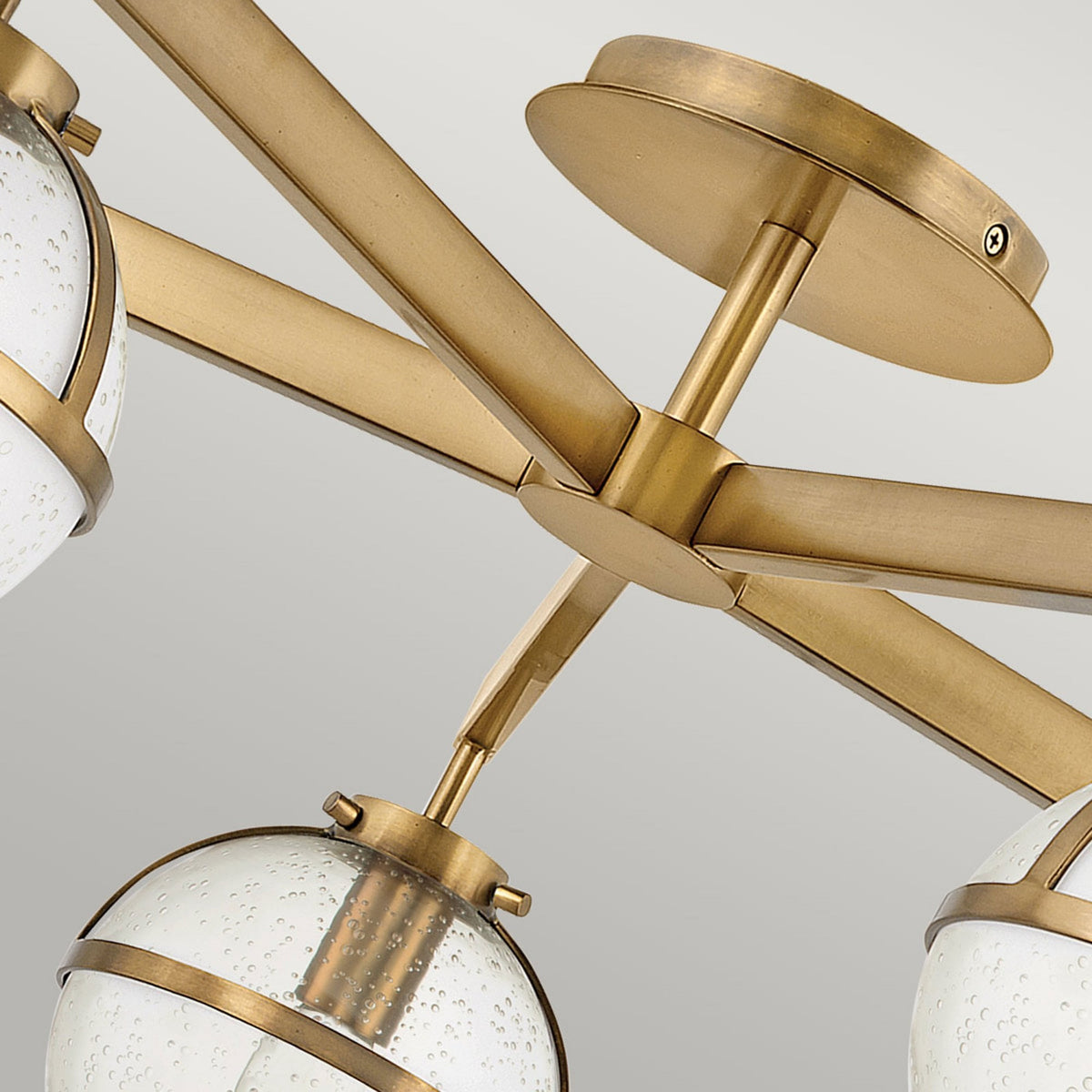 Hollis IP44 Five Arm Ceiling Light in Heritage Brass with Clear Seeded Glass