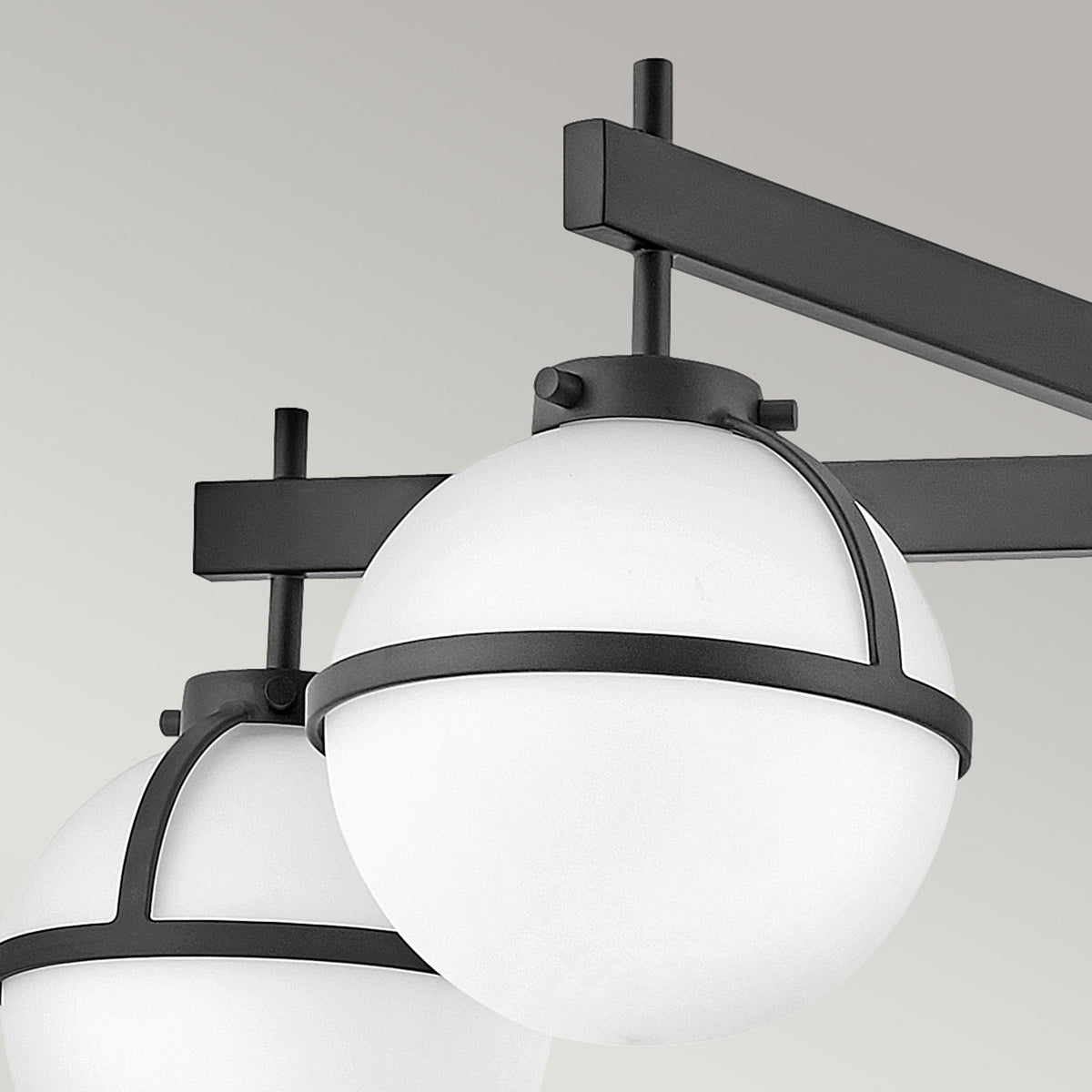Hollis IP44 Five Arm Ceiling Light in Black with Opal Glass