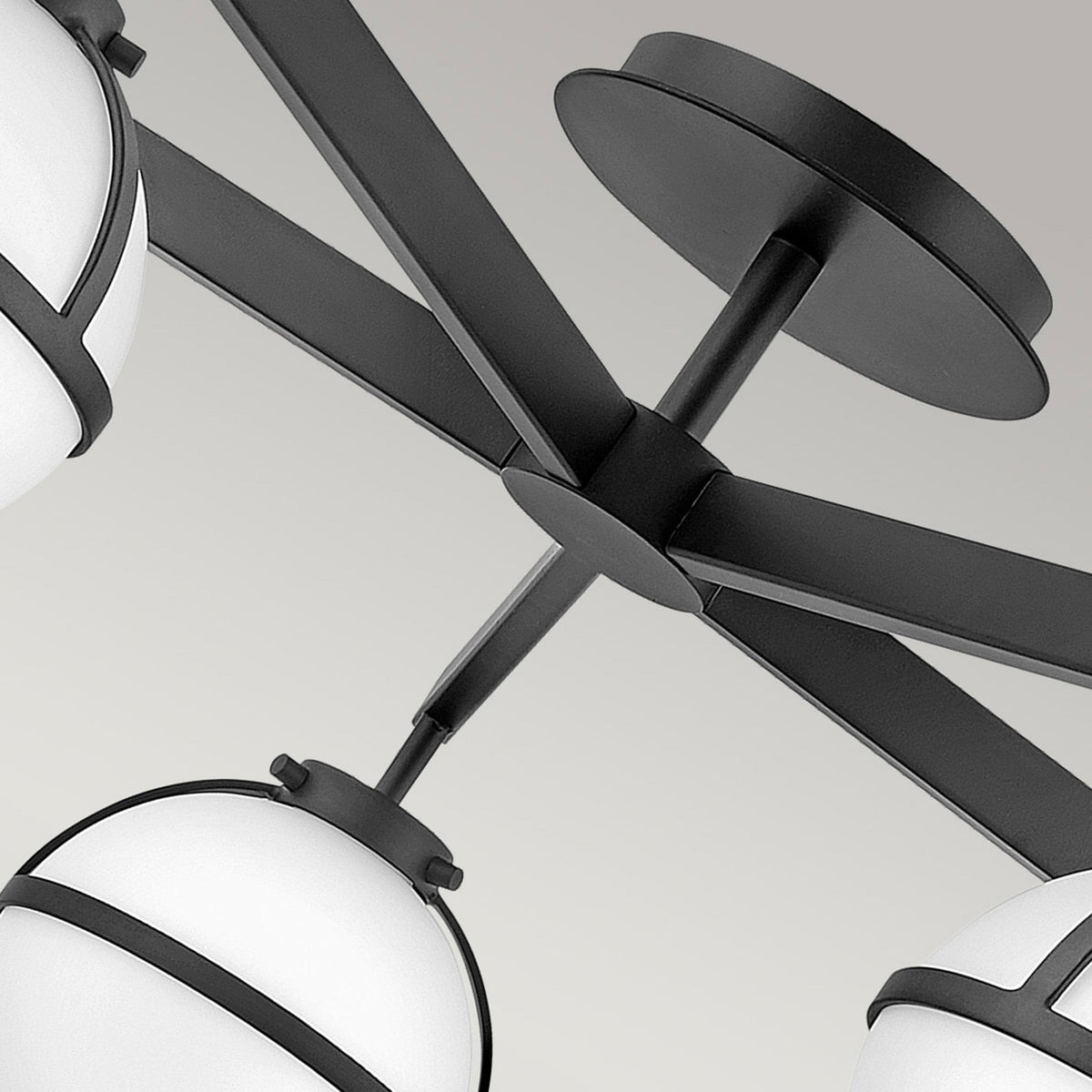 Hollis IP44 Five Arm Ceiling Light in Black with Opal Glass