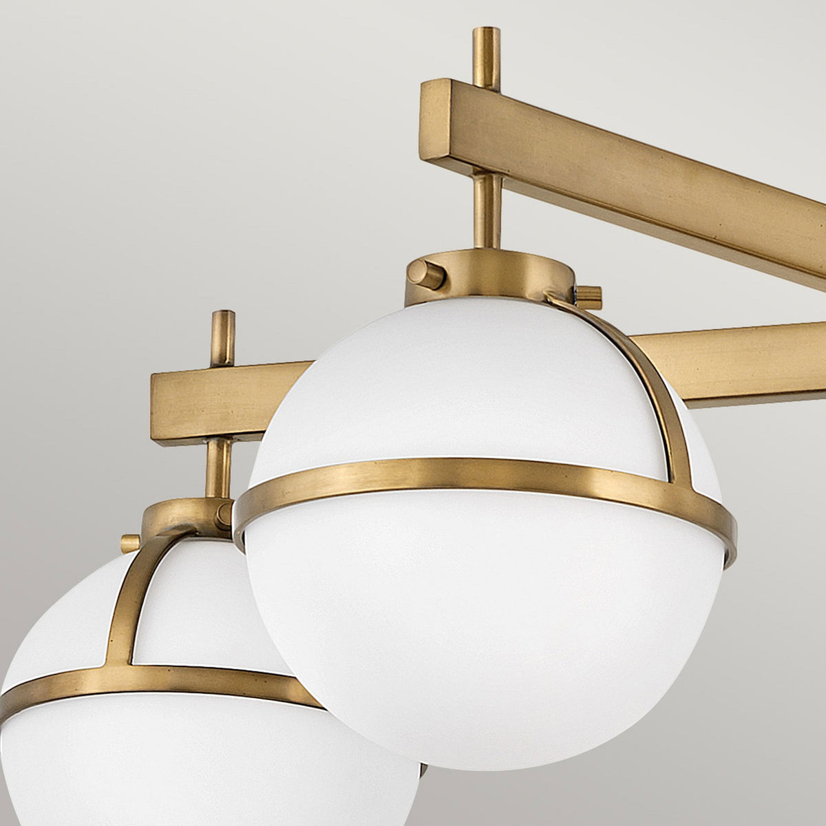 Hollis IP44 Five Arm Ceiling Light in Heritage Brass with Opal Glass