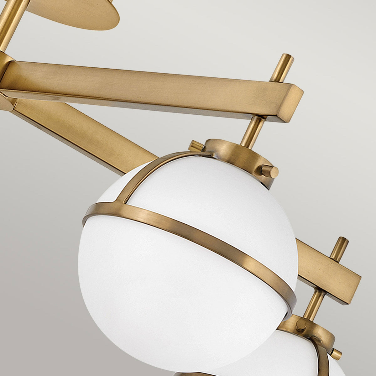 Hollis IP44 Five Arm Ceiling Light in Heritage Brass with Opal Glass