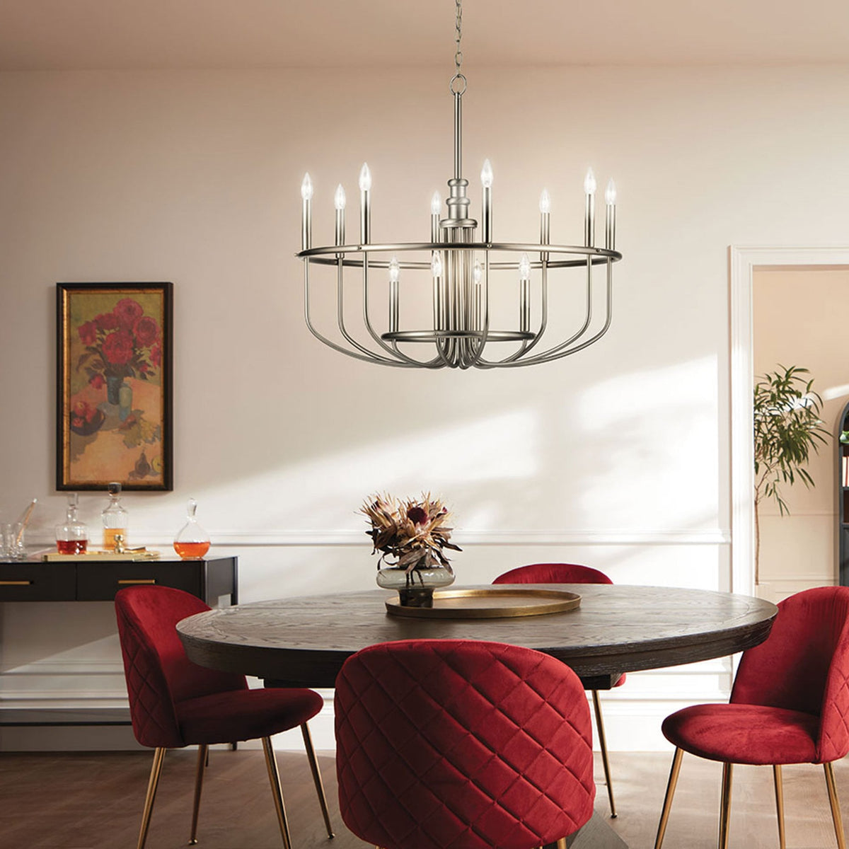 Capitol Hill Twelve Arm Chandelier Pendant in Brushed Nickel