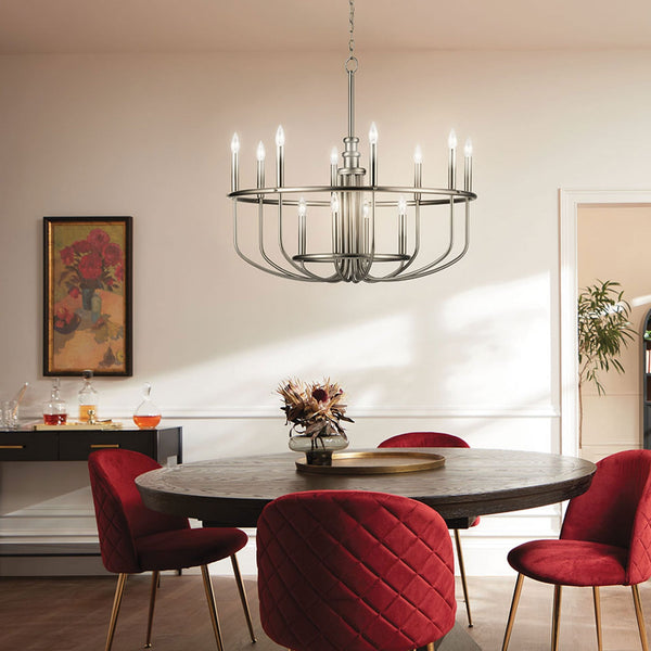 Capitol Hill Twelve Arm Chandelier Pendant in Brushed Nickel