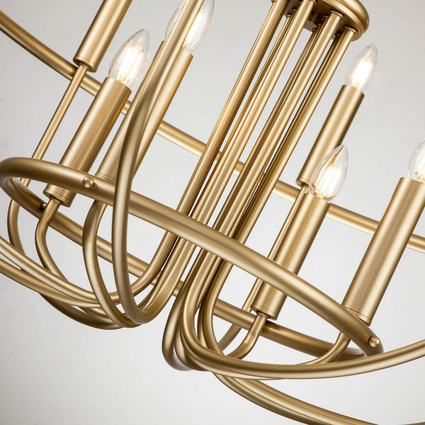 Capitol Hill Twelve Arm Chandelier Pendant in Painted Natural Brass