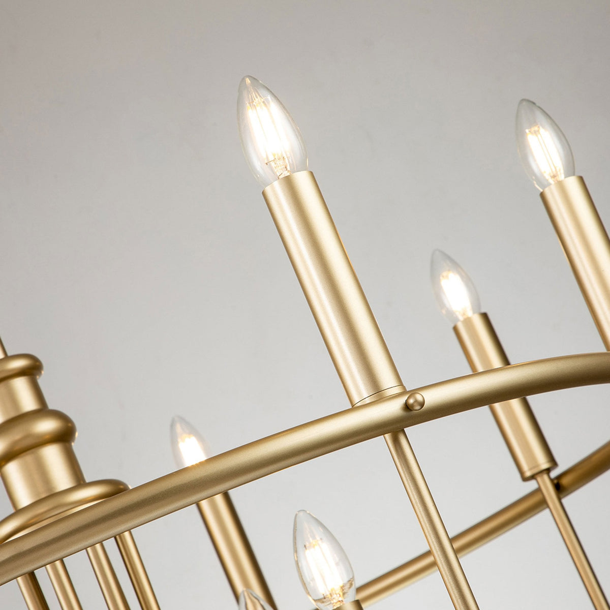 Capitol Hill Twelve Arm Chandelier Pendant in Painted Natural Brass